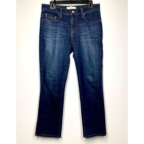Levi’s 505 Straight Leg High Rise Jeans Dark Wash Button Flap Pockets Women 8 M - Picture 1 of 3